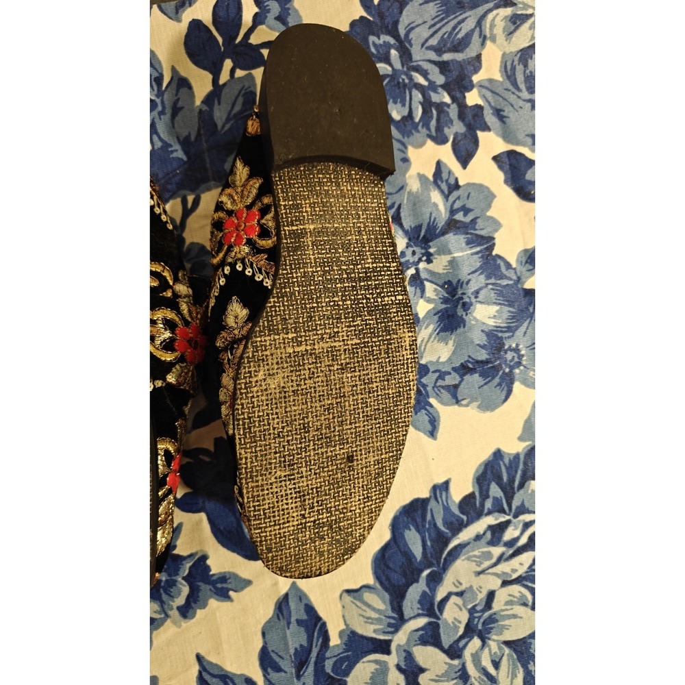 Free People Ar Ease  Mules Velvet Embroidery Loafers Shoes Slides Size 37 US 6 - Picture 8 of 9